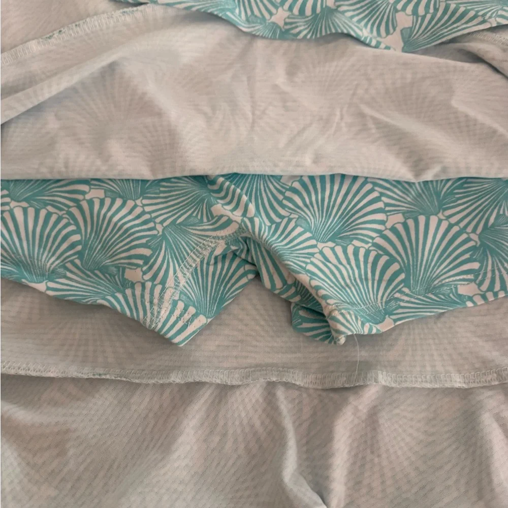 Gottex teal and White Shell-Print golf skort and top - Picture 4 of 6